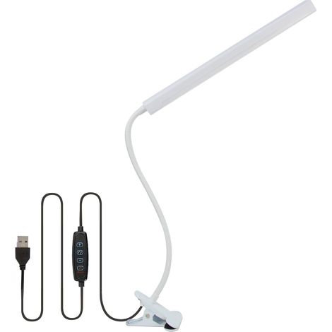 LED-Schreibtischlampe mit Fernbedienung [Beeindruckende Lichtleistung] 37 cm Klemmlampe, 3 Farben & 10 Helligkeitsstufen, 360° flexibel mit USB-Ladegerät