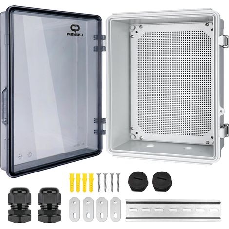Boîte de Dérivation Electrique,Boitier Electrique Étanche avec Couvercle à Charnière,IP66 Boîte de Jonction en Plastique ABS,Couvercle Transparent Coffret Électrique 300x400x170MM (1/5)