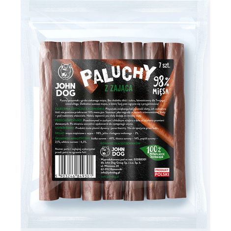 John Dog Snack - Bastoncini Premium 98% carne Confezione da 7 - Bastoncini di lepre - 7 pezzi