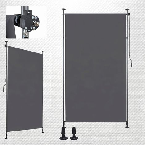 Store vertical extérieur sans perçage 120 x 270 cm, store balcon à pince anthracite, à manivelle, pare-vue et pare-vent pour balcon terrasse