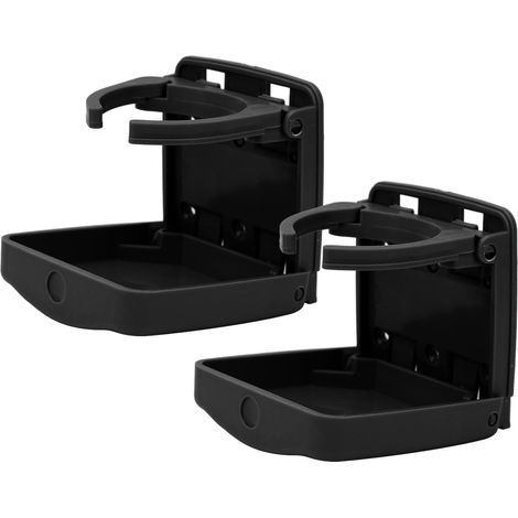 Deux porte-gobelets pliables avec vis, adaptés aux bateaux, SUV, fourgonnettes et yachts. Noir (HF-PA) (1/5)