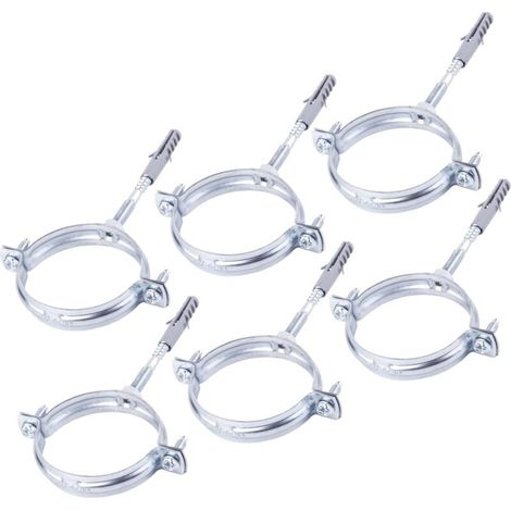 Set mit 6 Rohrhalterungen, verzinkter Stahl, 60-64 mm Schlauchschellen, Wand- und Deckenmontage (1/5)