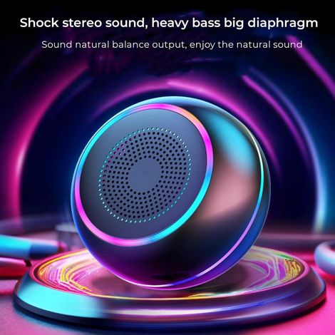 JSSEVN - Kabelloser Bluetooth-Lautsprecher, tragbarer Bluetooth-Lautsprecher, Subwoofer, zwei Lautsprecher, LED-Licht, mehrere Wiedergabemodi (1/5)