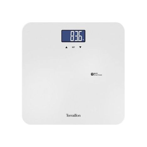 Báscula conectada - TERRAILLON - Master Form Ultra - Vidrio templado blanco - Capacidad 180 kg - Wi‑Fi 2,4 GHz