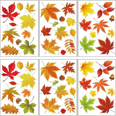 doppelseitige Fensteraufkleber mit Herbstblättern – Dekoration für Zuhause/Büro mit Ahornbäumen und Tannenzapfen für Thanksgiving
