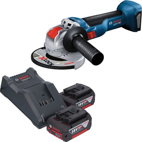 Smerigliatrice angolare a batteria Bosch GWX 18V-10 18 V 125 mm Brushless + 2 batterie da 4,0 Ah + caricabatterie