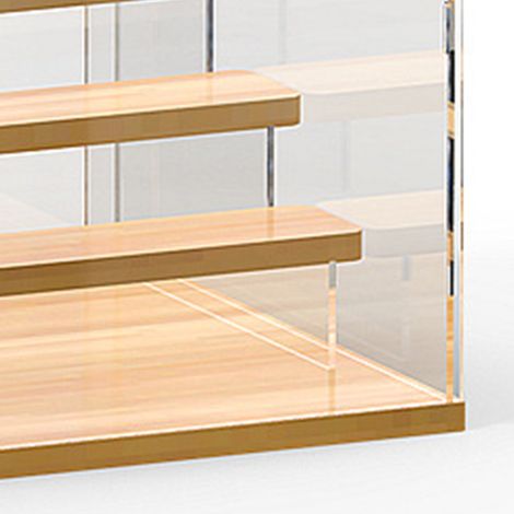 Présentoir de rangement pour figurines de collection (boîte surprise) en acrylique, anti-poussière, avec porte et escalier à 3 niveaux (taille M, 32 x 18 x 26,4 cm). (1/5)