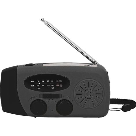 CE+FCC+ROHS-zertifiziertes Kurbelradio, multifunktionale Solar-Notleuchte, manuelles Notladegerät mit eingebautem Akku, schwarz, japanisches Modell. (1/5)