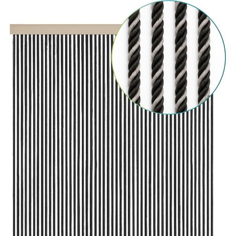 Tenda a cordonetto anti mosche - Mis.125x240 cm - Frange con corde intrecciate - Colore Argento (1/5)