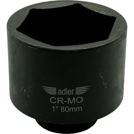 Adler Llave de impacto larga 1" 80mm, herramienta profesional para montaje y mantenimiento mecánico, diseño reforzado, recubrimiento protector, materiales resistentes, color metálico.
