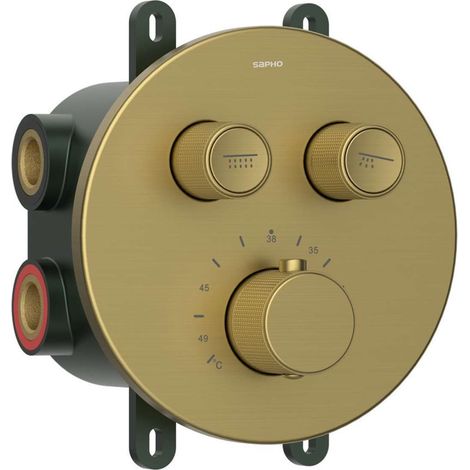 Sapho Smart Select - Grifo de ducha termostático empotrado, para 2 dispositivos, con cuerpo, dorado mate RP032GB (1/4)
