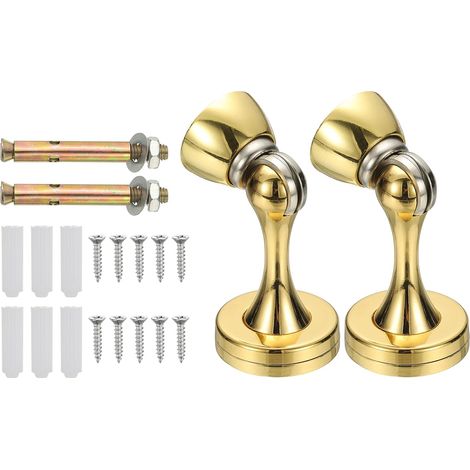 Lot de 2 butoirs de porte magnétiques en acier inoxydable avec fermeture douce pour porte murale robuste Or