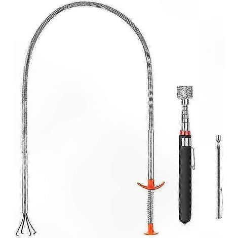 Set aus 3 flexiblen, magnetischen Teleskopgreifern, schwenkbarem Bergungswerkzeug mit starkem Magneten, faltbarem Sammelset (1/5)