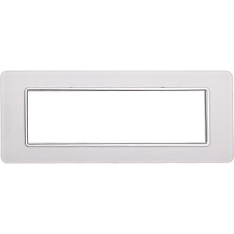 Plaque compatibles Vimar Plana 7 modules verre couleur blanc