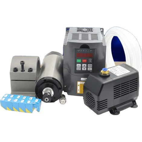Moteur de broche, 1,5 kW, 220 VAC, 10-24000 RPM, Refroidissement à eau, Acier inoxydable (1/5)