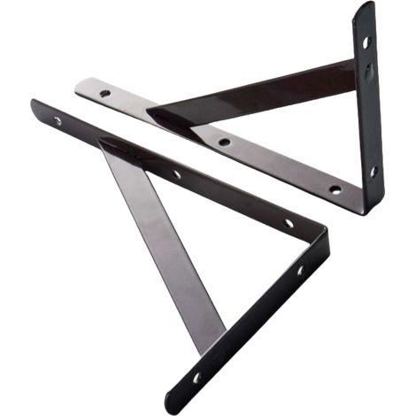 Lot de 2 supports muraux noirs, consoles en acier, supports à cadre pour étagères