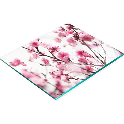 Multifunktionale Küchen-Dekorationsplatte aus gehärtetem Glas, Pflaumenblüte, 60 x 52 cm (1/5)