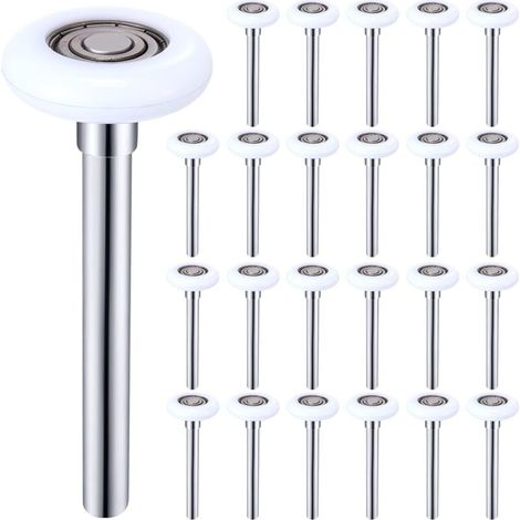 Lot de 24 rouleaux de porte de garage en nylon blanc de 5,1 cm durables pour porte de garage de 5,1 cm, tige de 11,9 cm, silencieuse, haute charge, 6200ZZ, double joints, roues de porte (1/5)