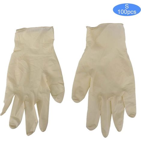 Gants d'examen jetables en latex sans poudre, blancs, taille L, résistance supérieure, élasticité optimale, lot de 100 pièces (1/5)