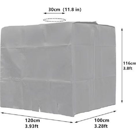 S-giant 1000L IBC-Wassertankabdeckung, Regenwasserbehälterabdeckung mit Reißverschluss, winddicht, UV-beständig, reißfest (210D) – Silber (1/5)