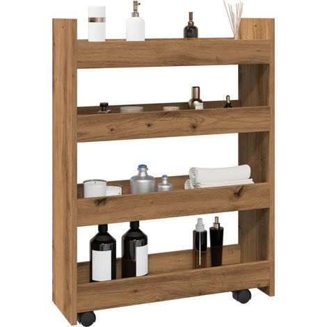 Aufbewahrungswagen Schmal 4 Etagen Artisan-Eiche Holzwerkstoff vidaXL (1/6)