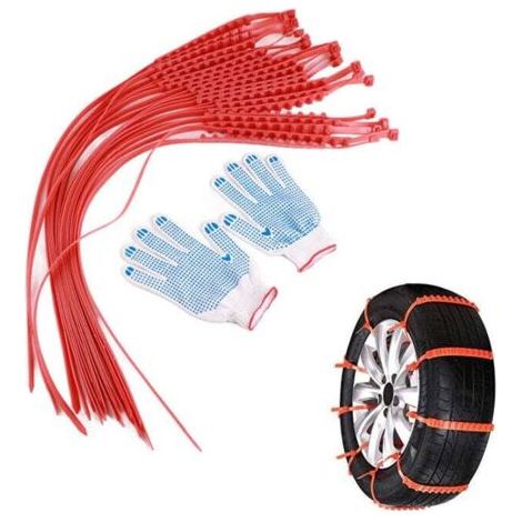 Chaînes à Neige pour Voiture, 20 PCS Chaînes de Pneus d’hiver Réglables Universelles avec gants pour la Traction d’urgence de Boue de Neige de Sable (1/4)