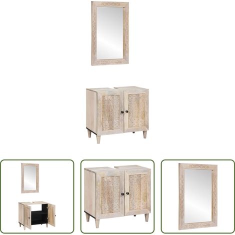 vidaXL Meuble sous lavabo - Ensemble de mobilier de salle de bain avec étagère 2 pcs Blanc (1/5)