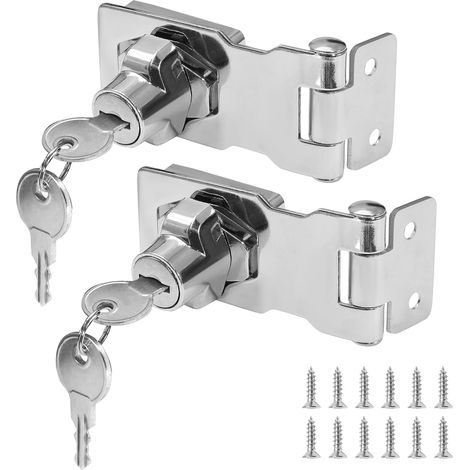 Filiyano-Lot de 2 serrures à clé avec bouton rotatif de 6,35 cm (2,5 pouces), serrure de sécurité en métal avec clés différentes pour petites portes. (1/4)