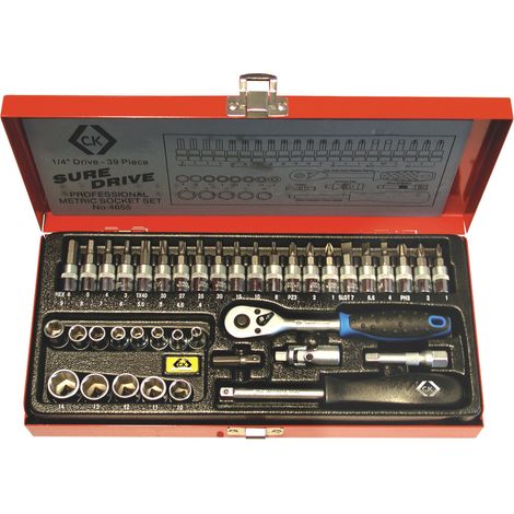 C.K  Steckschlüsselsatz metrisch 1/4" (6.3 mm) 39teilig T4655