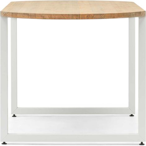 Mesa Uley Ovalada 160x80x75cm Blanca en madera maciza de pino acabado natural estilo nórdico industrial Box Furniture (1/3)