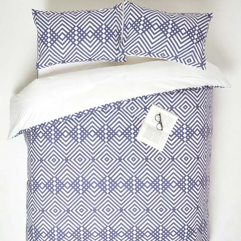 HOMESCAPES Geometric Digitally Printed Cotton Duvet Cover Set, Single
