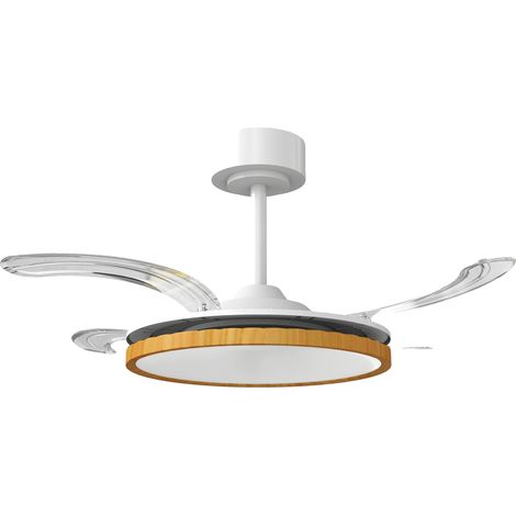 Ventilador de techo, luz LED, mando a distancia, madera natural. (1/5)