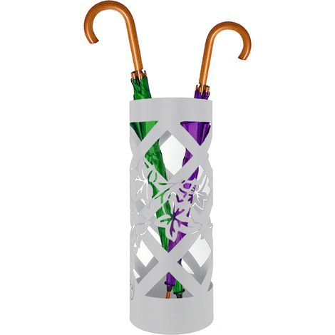 Portaombrelli Bianco per Ingresso Design Floreale Porta Ombrelli 19.5x19.5x49cm (1/5)
