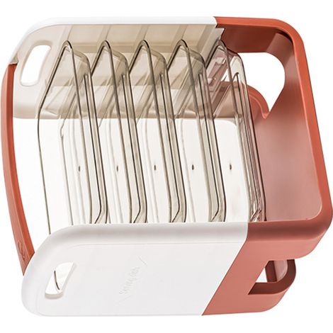 Plateau de préparation à 4 couches avec tiroir, porte-légumes en plastique, étagère de rangement de cuisine rose (1/5)