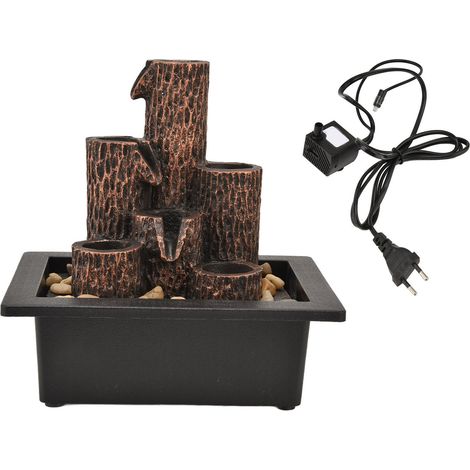 Fontaine à eau de table avec LED, 3 étapes, décorative pour intérieur de bureau, prise UE 220-240 V. (1/4)