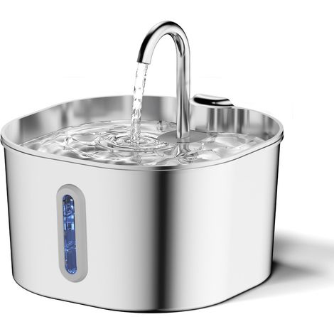 Distributore d'acqua per animali domestici da 2,2 litri, spruzzatore automatico in acciaio inox con finestra di visualizzazione, abbeveratoio, ciotola automatica per cani e gatti, distributore d'acqua