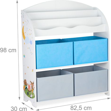 Estantería infantil con 4 cajas de almacenamiento prácticas 98 x 82,5 x 30 cm de aglomerado multicolor 130008785 (1/5)