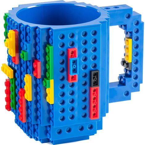 Build on Brick Mug Tasse à café en briques - Tasse en briques de construction Tasse à café 350ml (Bleu) (1/5)