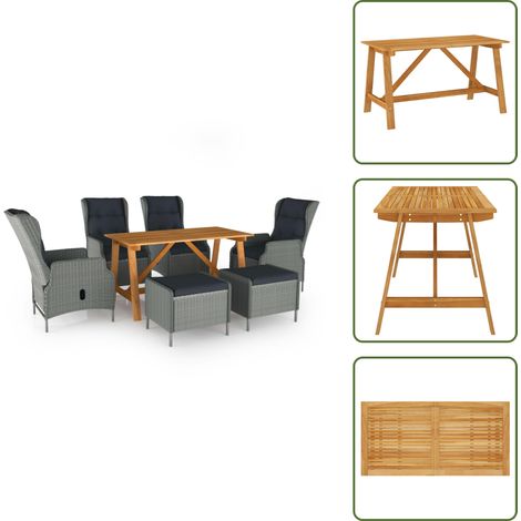Cuscini per seduta - vidaXL Set Mobili da Pranzo per Giardino 7 pz Grigio Chiaro - Cuscini per schienale