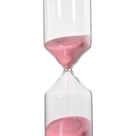 Sablier cylindrique de 30 minutes en verre, décoration pour la maison, cadeau d'anniversaire, rose (1/5)