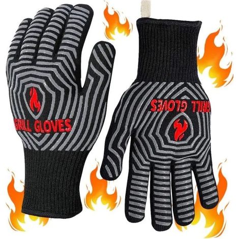 Gants de Cuisine - Ignifuges - Mitaines Résistantes à la Chaleur - Antidérapants - Universels - 500°C (1/4)