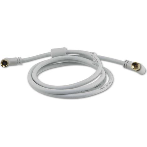 Câble de raccordement d'antenne satellite HAMA, connecteur F/connecteur F, 90°, blanc, 1,5 m (1/2)