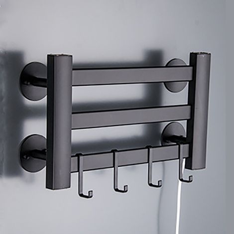 Sèche-serviette électrique 120W – Température constante – Murale sans poinçonnage – 3 couches – Noir