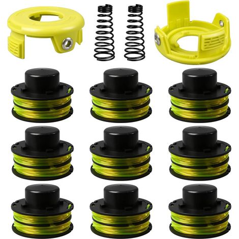 Bobina di ricambio per tosaerba Ryobi RAC118 RLT3525S, 1,2 mm x 10 m, con tappo e molla (9+2+2)