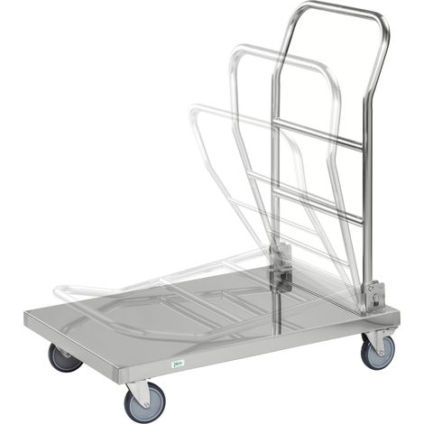 Kongamek Edelstahl- Plattformwagen rostfrei 800x500x940mm Gummibereifung mit Bremse (1/5)