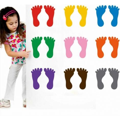 9 Pairs Footprint Stickers for Floor, Wall, Stairs to Guide Directions, 24x12cm (1/4)