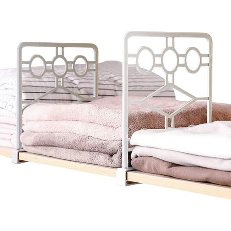 4pcs Séparateur Armoire sans Perage d'Aménagement Placard en PP pour Armoire Tiroir Cuisine Maison -Blanc et Gris (1/4)