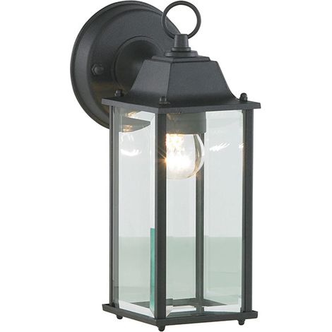Litecraft Colone Wall Light Bevelled Glass Outdoor Lantern IP23 Fitting - Black