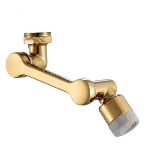 Aérateur de robinet pivotant 1080° – Pulvérisateur 2 fonctions – Laiton or brossé – Connexion universelle pour robinets standards (1/5)
