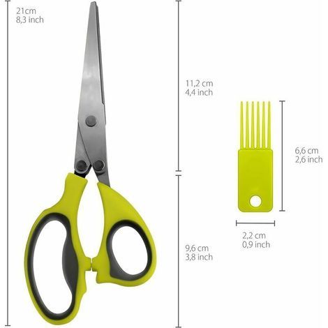 Ciseaux Cuisine à Aromatiques - 5 Lames en Acier Inoxydable & Peigne de Nettoyage - Outil Professionnel pour Coupe Alimentaire,de (1/3)